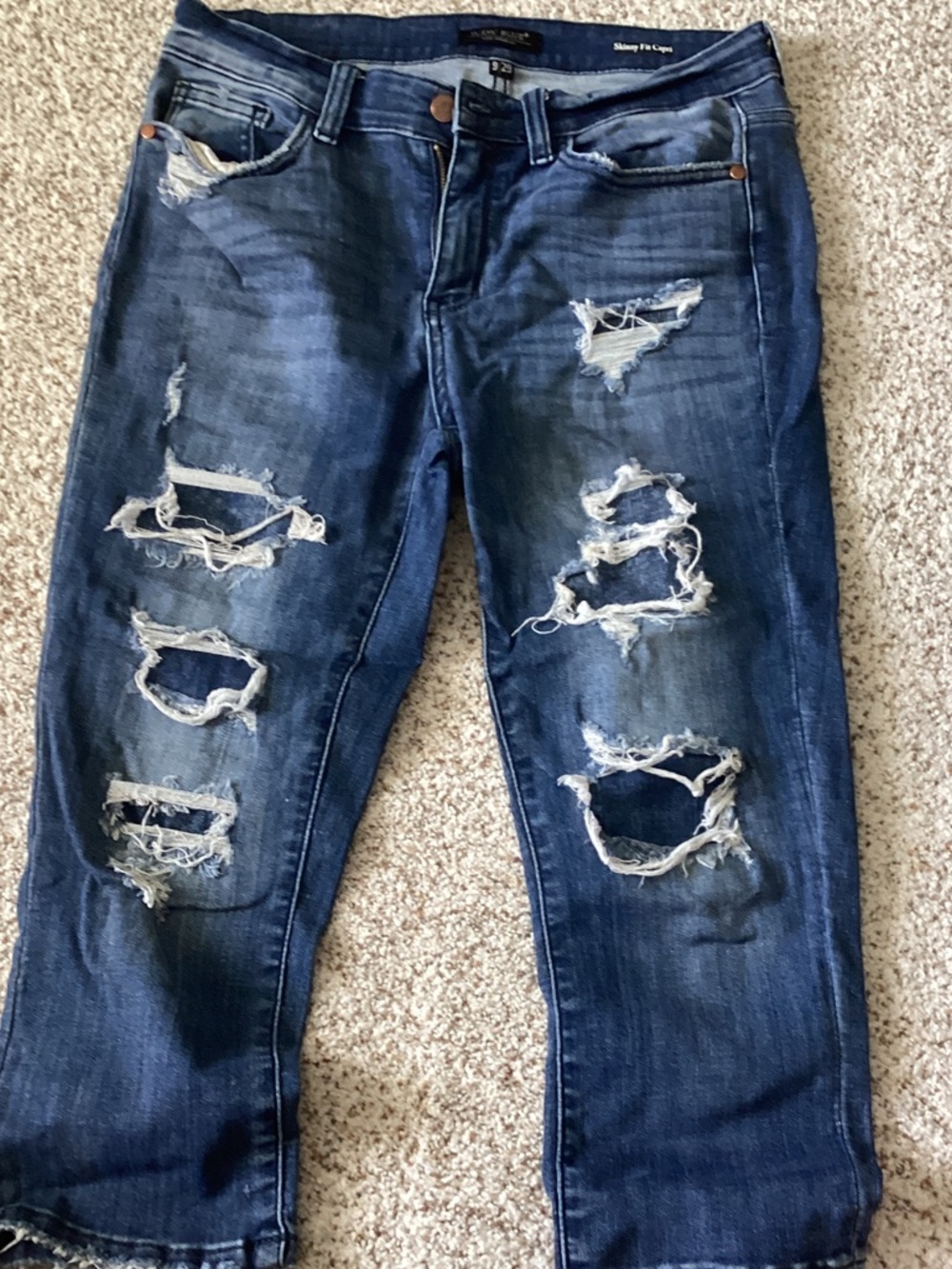 Judy Blue Dark Blue Distressed Skinny Jeans